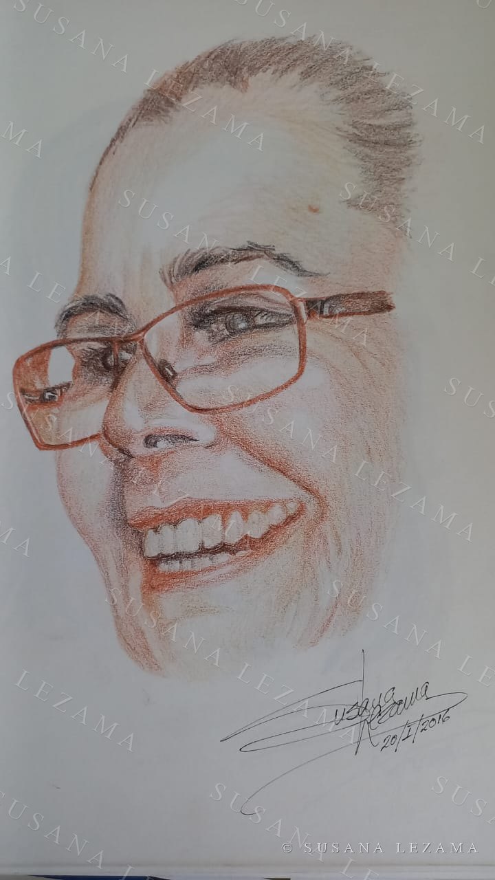 Autorretrato, acuarela original de la pintora mexicana Susana Lezama