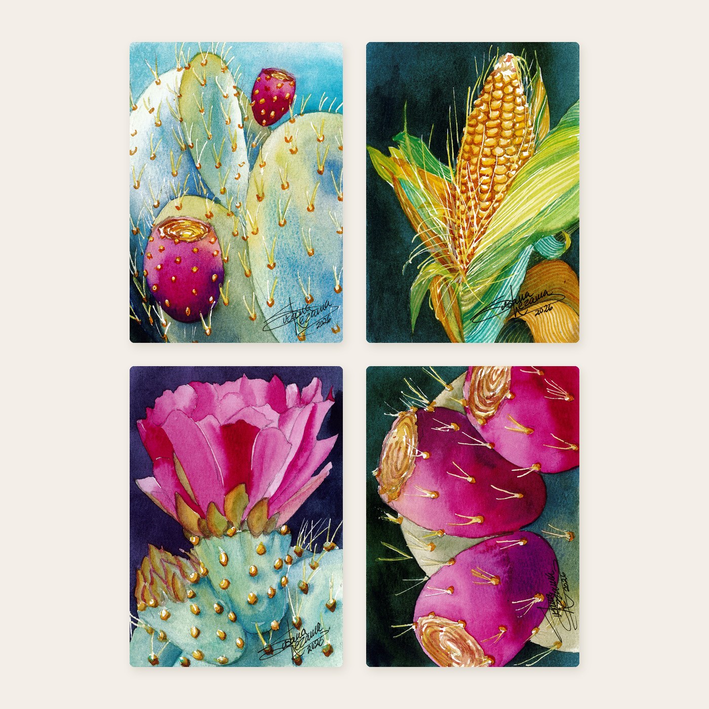 Postales con la obra de Susana Lezama: regalo de arte mexicano hecho por pedido
